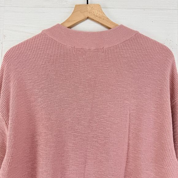 Free People Malibu Surf Sweater Large Oversized Mauve Pink Fall Slouchy Relaxed - Picture 7 of 15